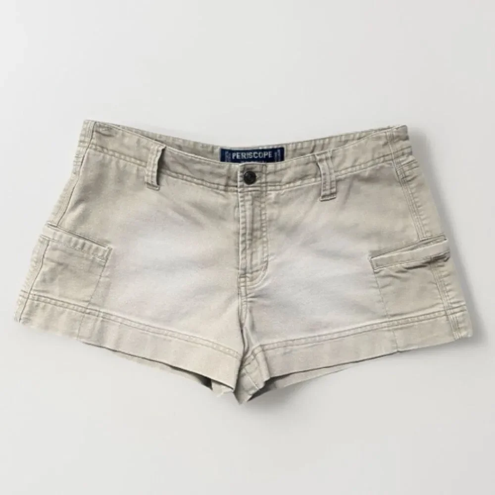 Vintage Periscope Y2K Khaki Cargo Shorts Low Rise Utility Mini Shorts 11 Bratz